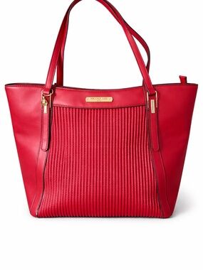 Nicole Lee Red Structured Tote Pleated Front Shoulder Handbag